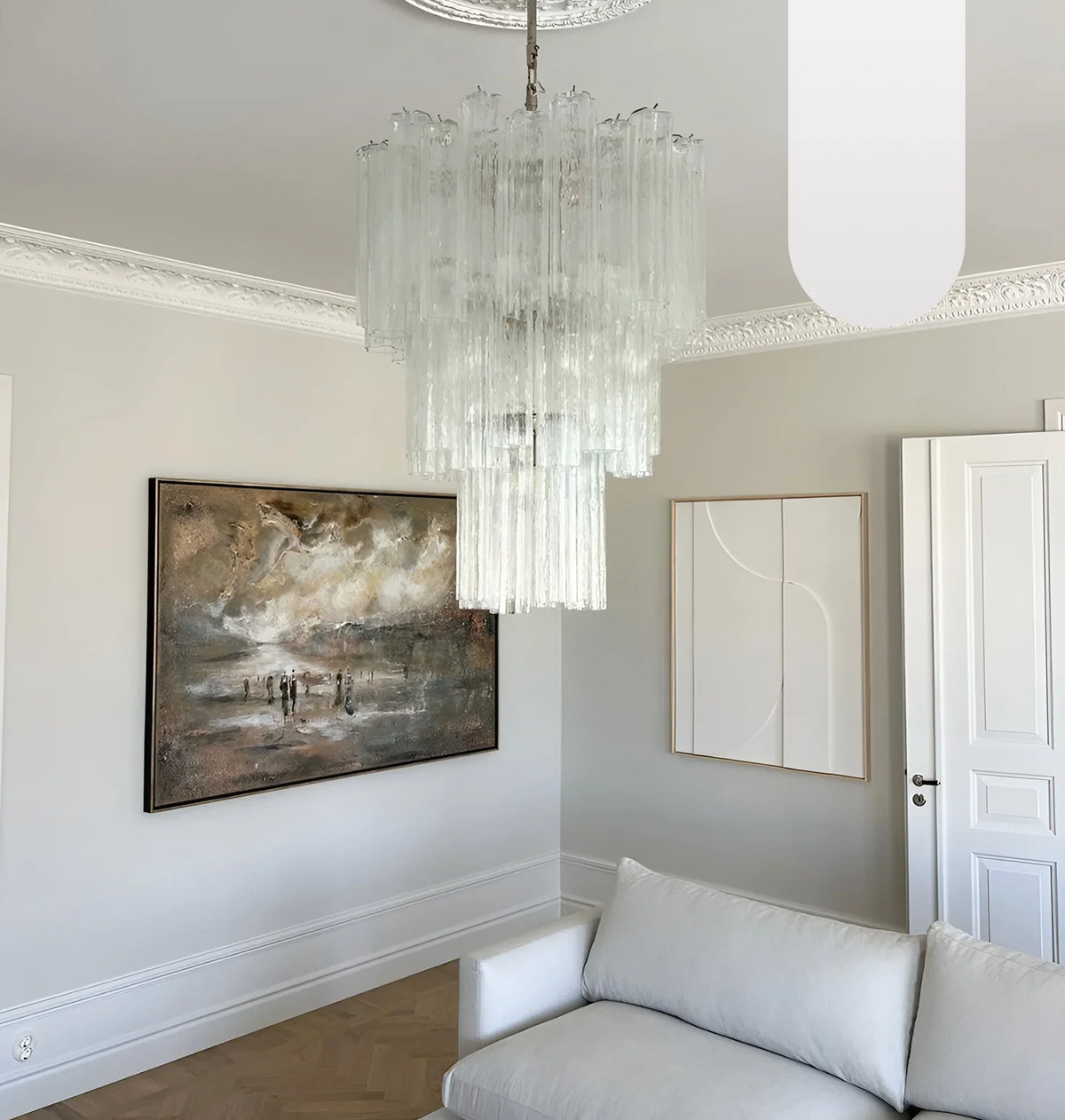 Elegant Transparent Murano Glass Tube Chandelier - view 16