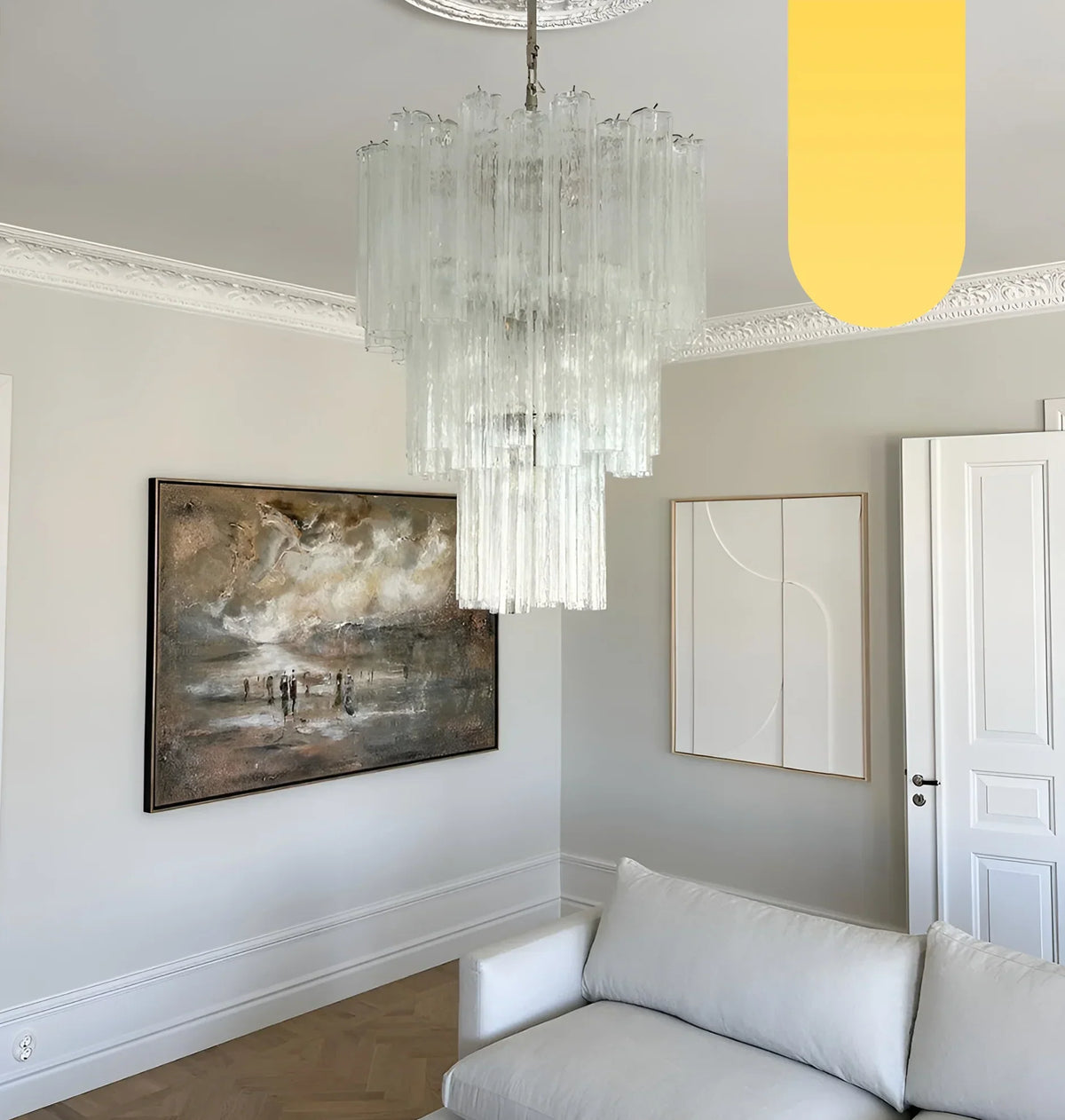 Elegant Transparent Murano Glass Tube Chandelier - view 17