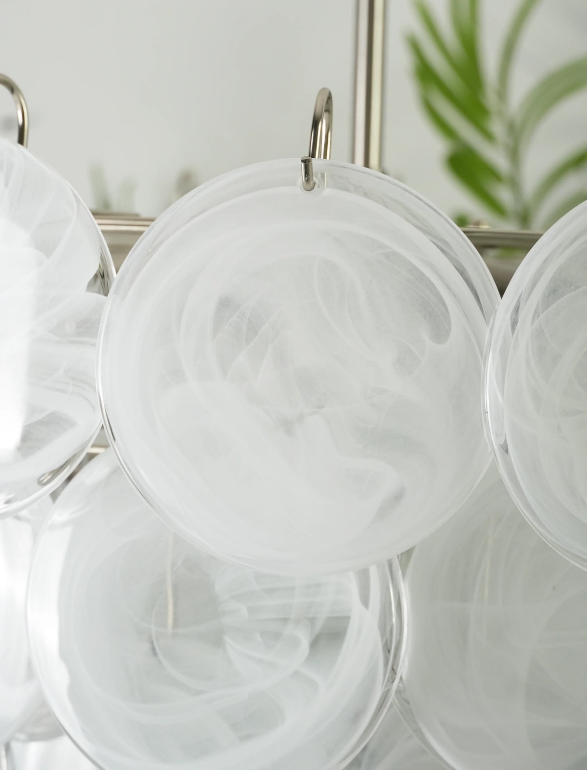 Elegant White Murano Disc Chandelier