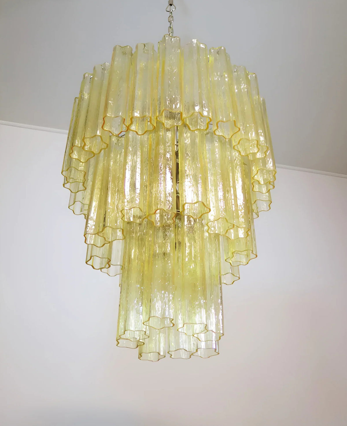 Elegant Yellow Murano Glass Tube Chandelier - view 12