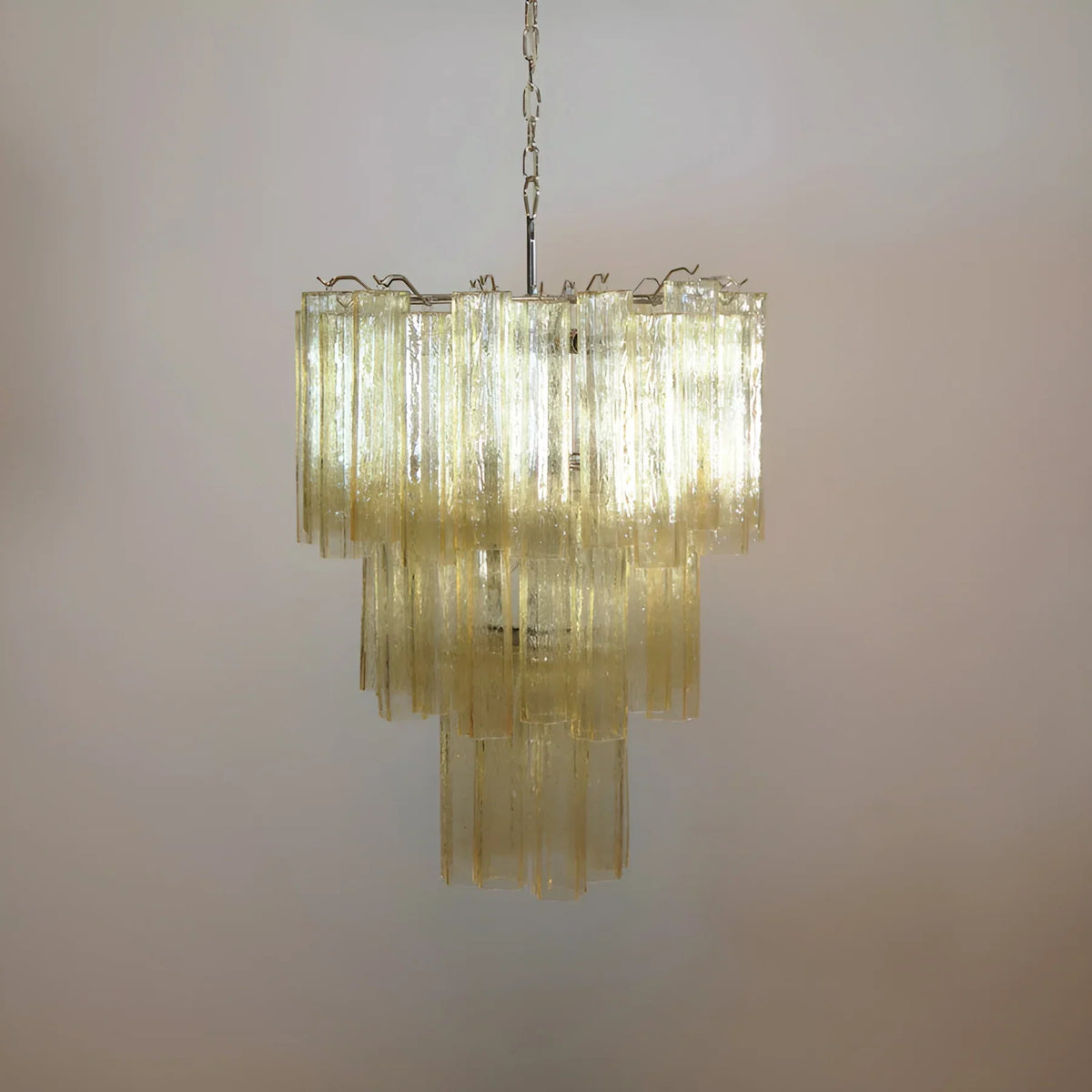 Elegant Yellow Murano Glass Tube Chandelier - view 9