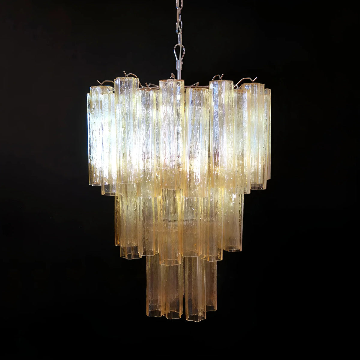 Elegant Yellow Murano Glass Tube Chandelier - view 15
