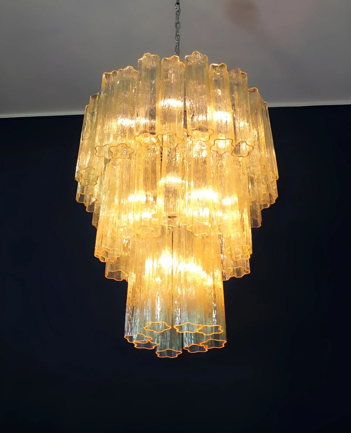 Elegant Yellow Murano Glass Tube Chandelier - view 11
