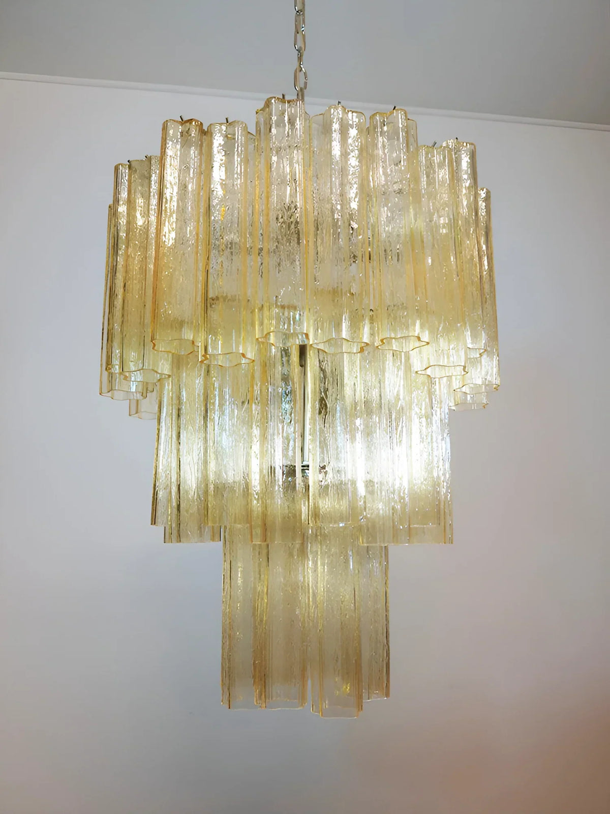 Elegant Yellow Murano Glass Tube Chandelier - view 8