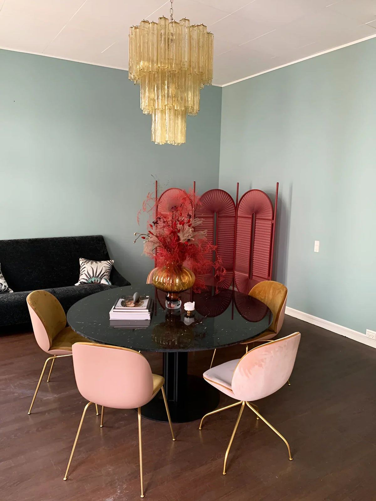 Elegant Yellow Murano Glass Tube Chandelier - view 5