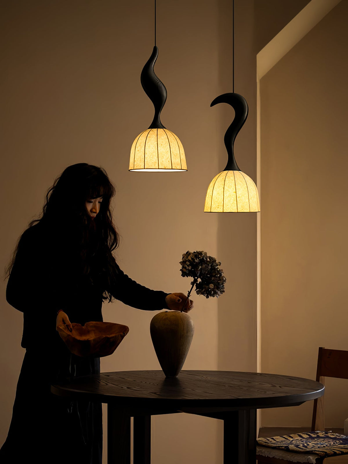Elowen Twisted Wood Pendant Light