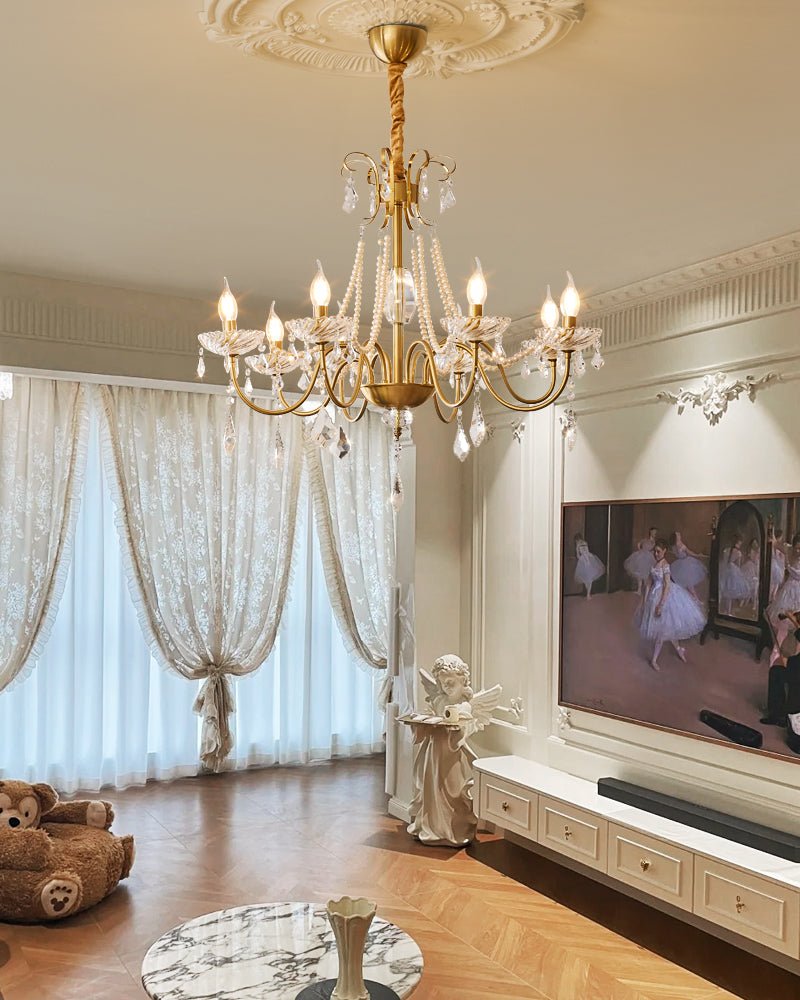 Evaria Crystal Pearl Chandelier