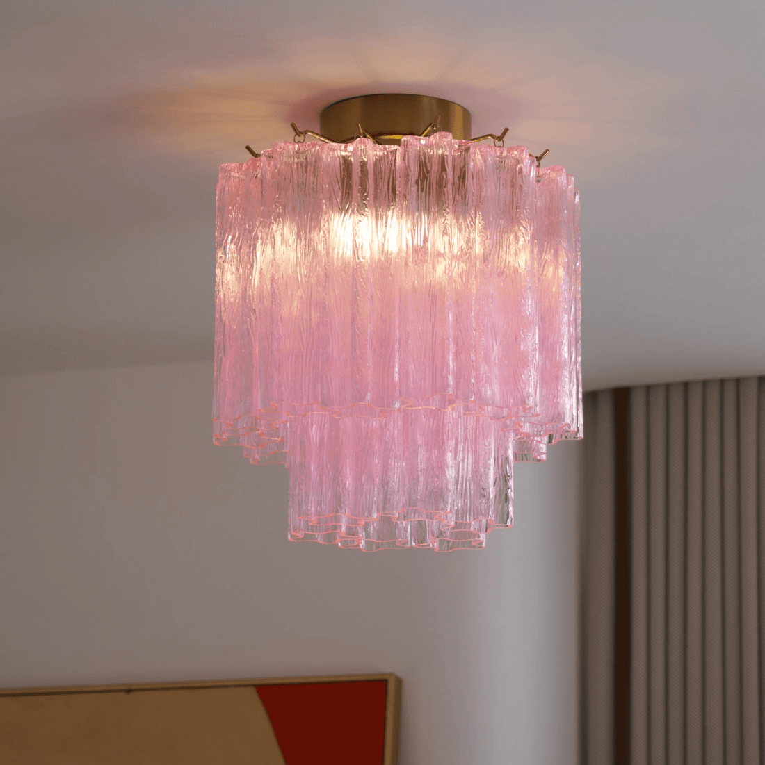 Fiora Pink Murano Glass Ceiling Lamp