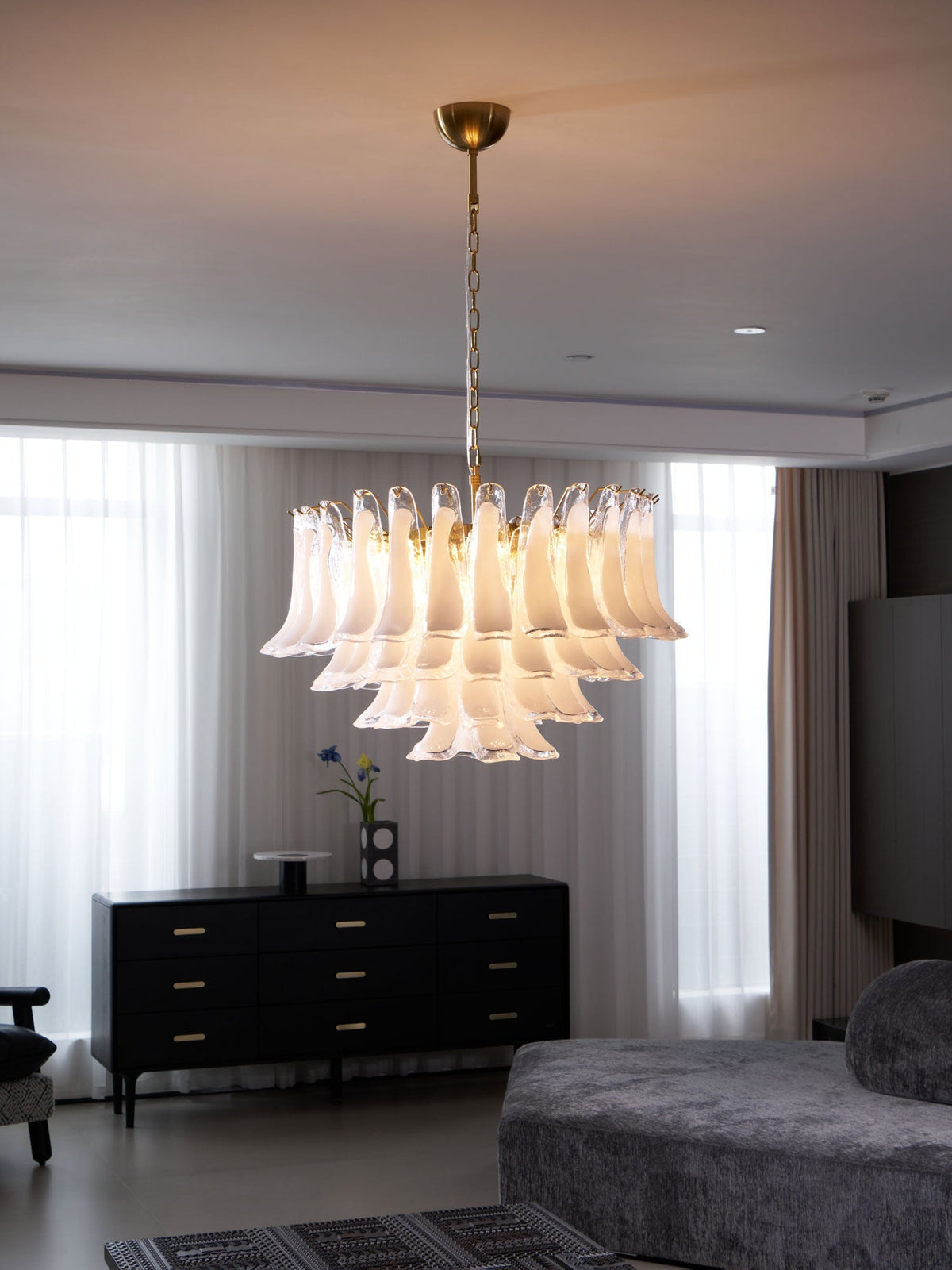 Fiora Pink Glass Chandelier