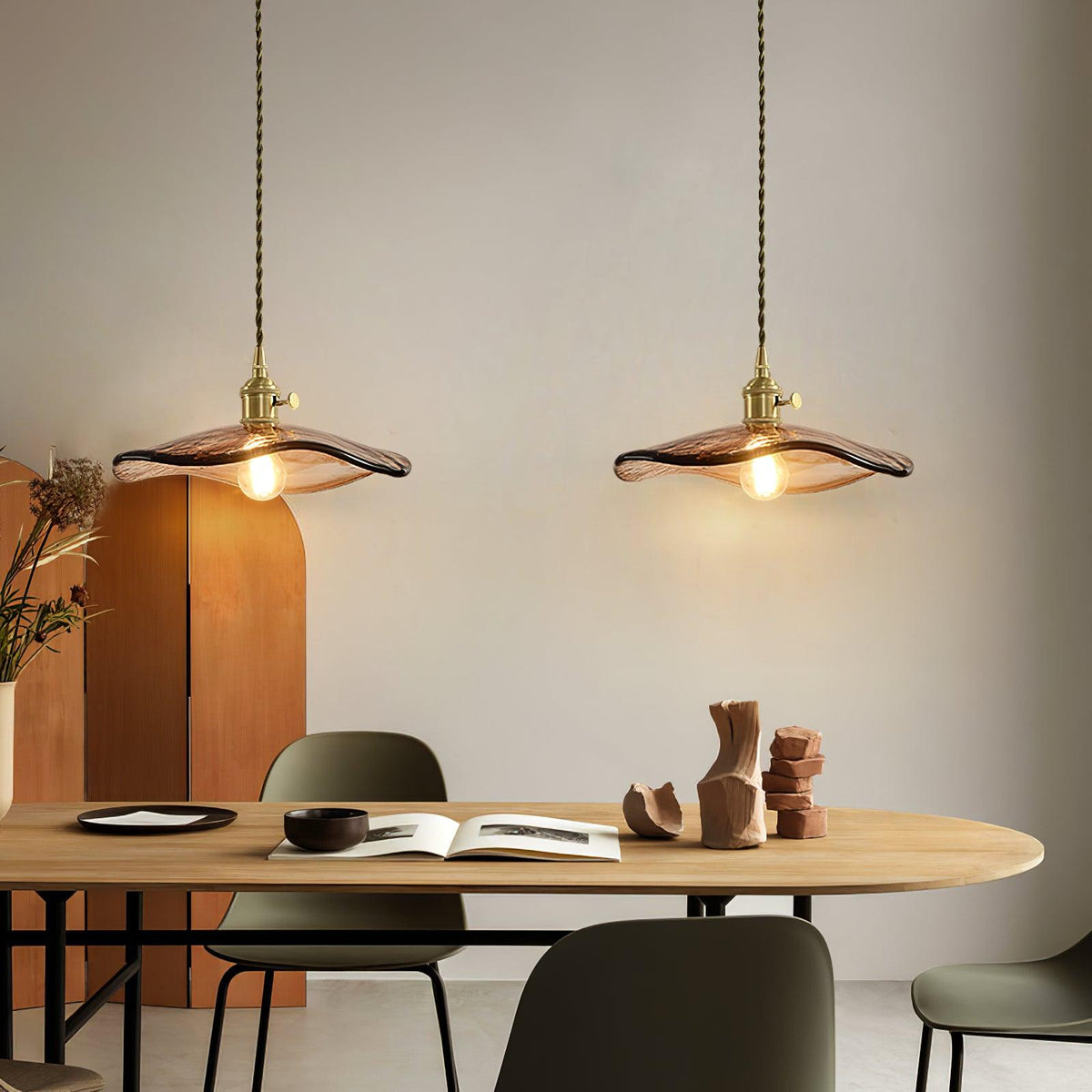 Flower Petal Glass Pendant Swag Light - view 8