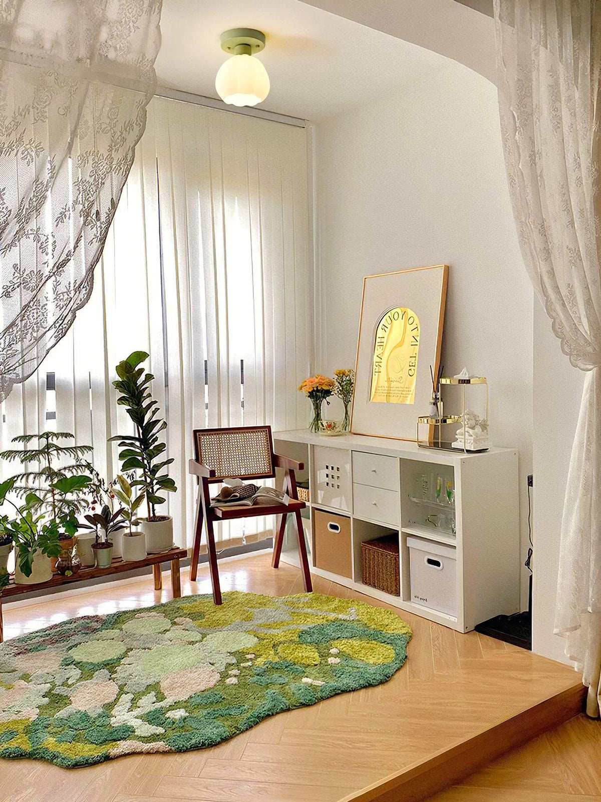 Flower Shaded Semi Flushmount Light