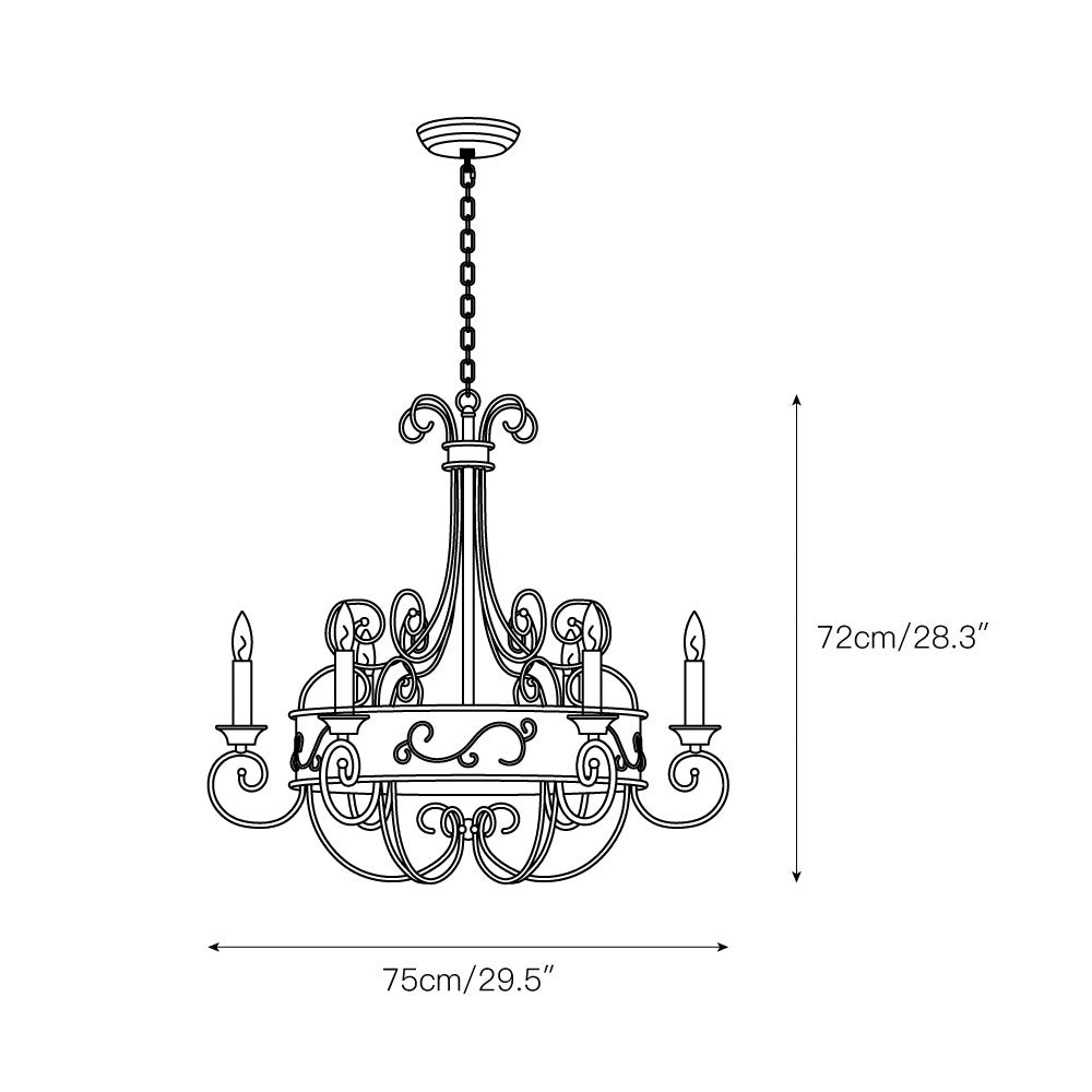 Franklin Rust Candlestick Chandelier