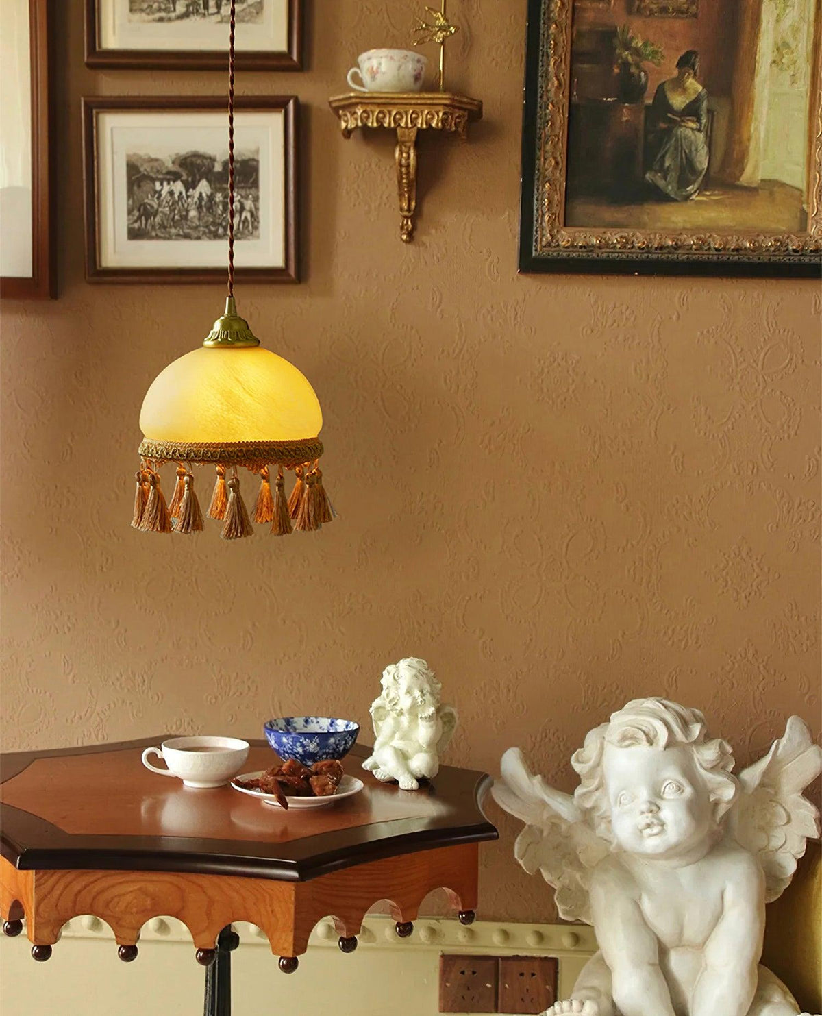 French Tassels Brass Pendant Swag Light