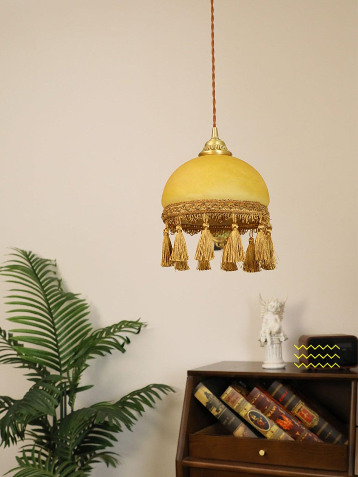 French Tassels Brass Pendant Swag Light