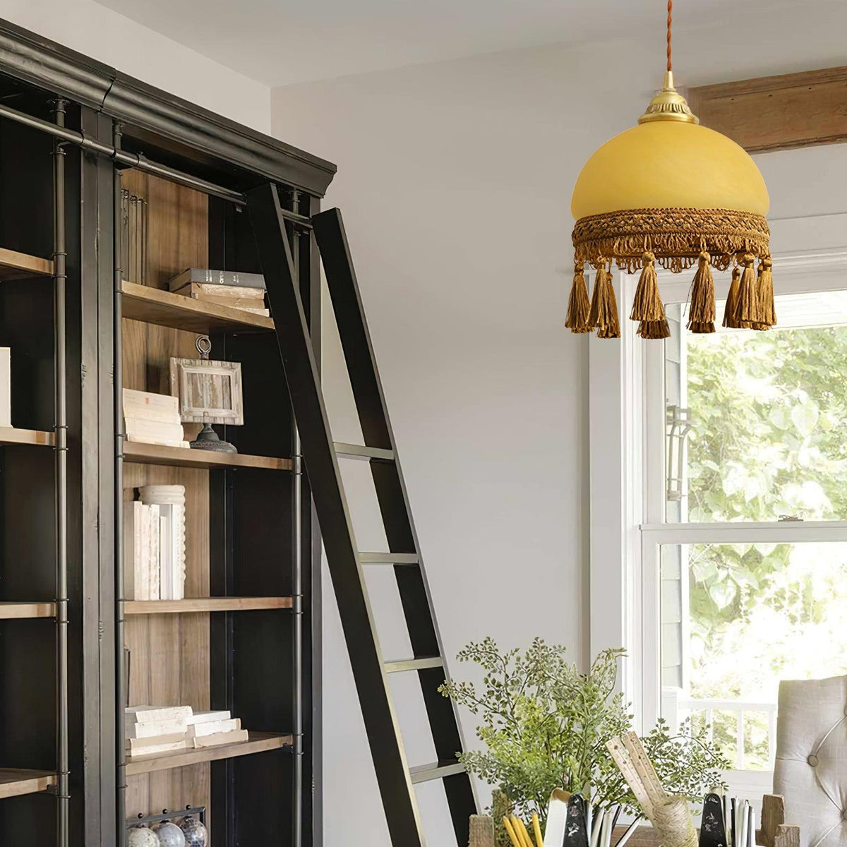 French Tassels Brass Pendant Swag Light