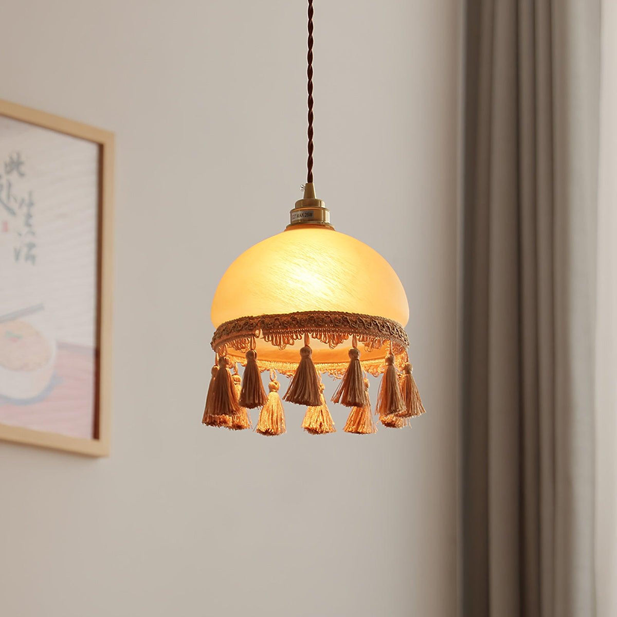 French Tassels Brass Pendant Swag Light