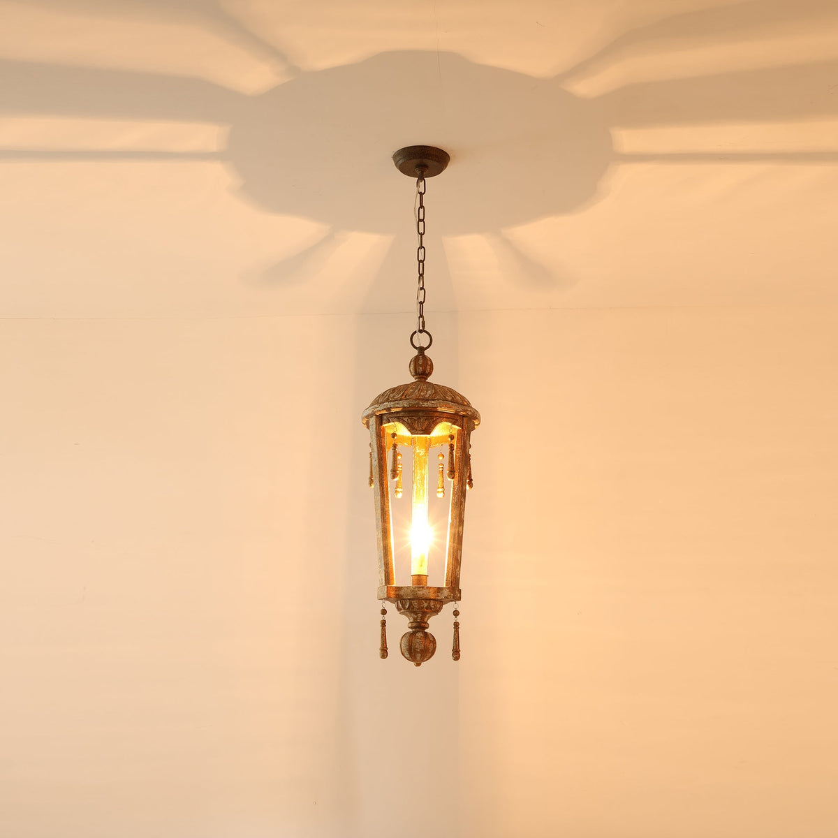 French Woodcarving Lantern Pendant Lamp
