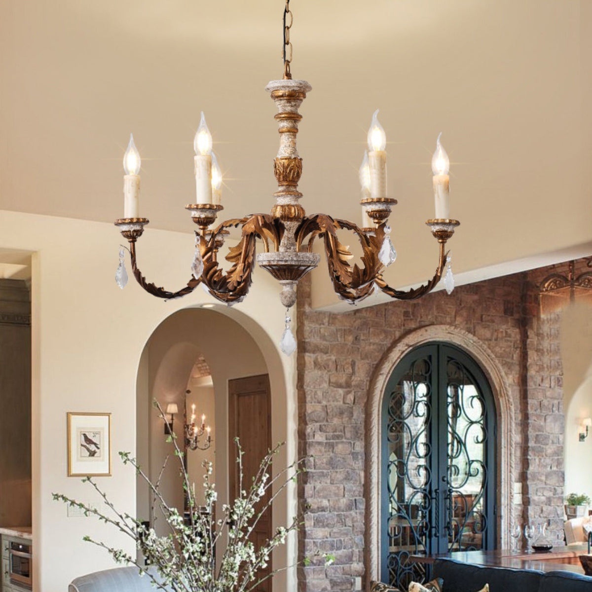 Giltwood Wood Chandelier - view 2