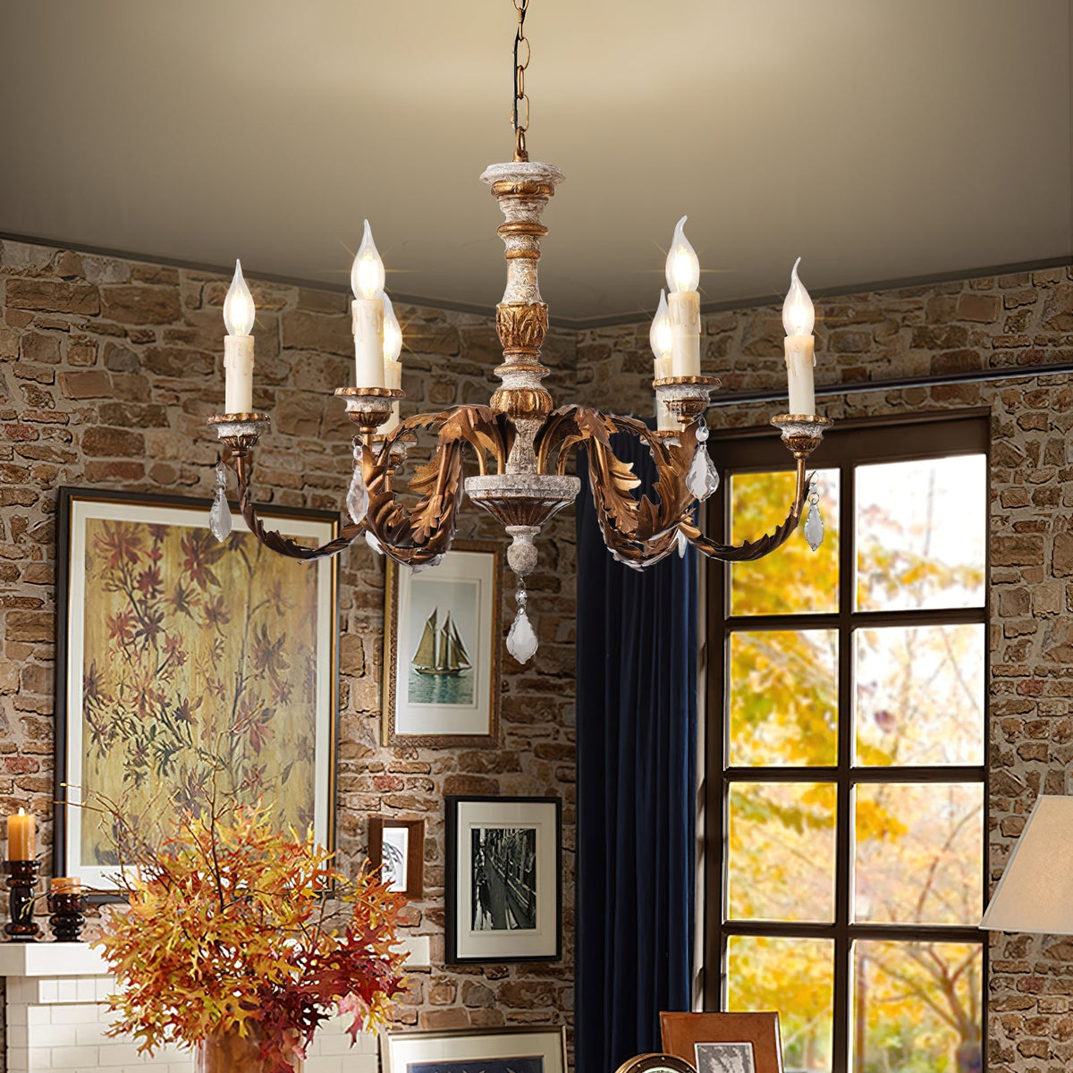 Giltwood Wood Chandelier - view 7