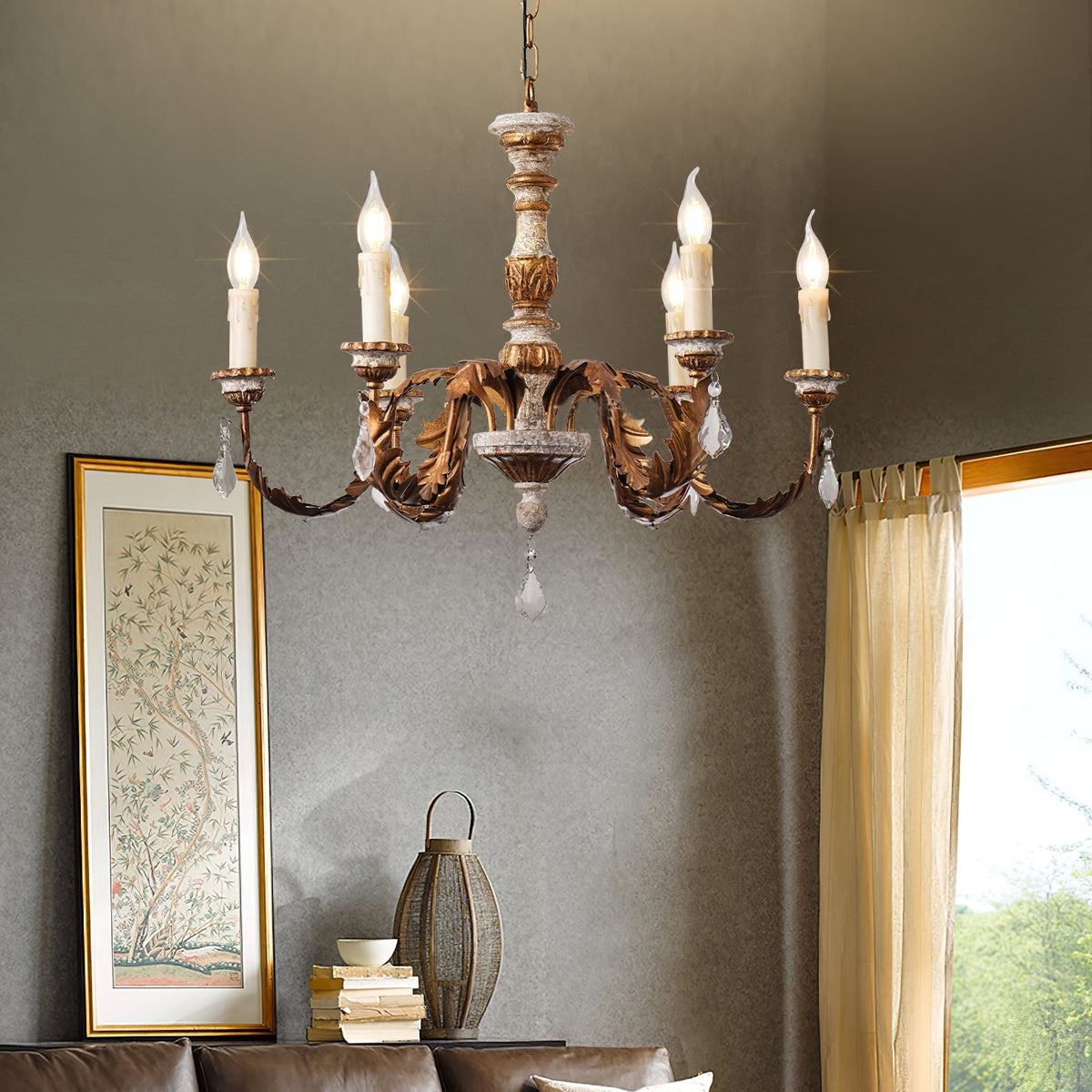 Giltwood Wood Chandelier - view 8