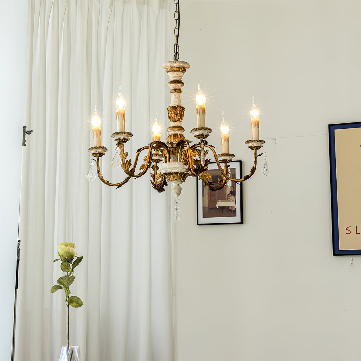 Giltwood Wood Chandelier - view 5
