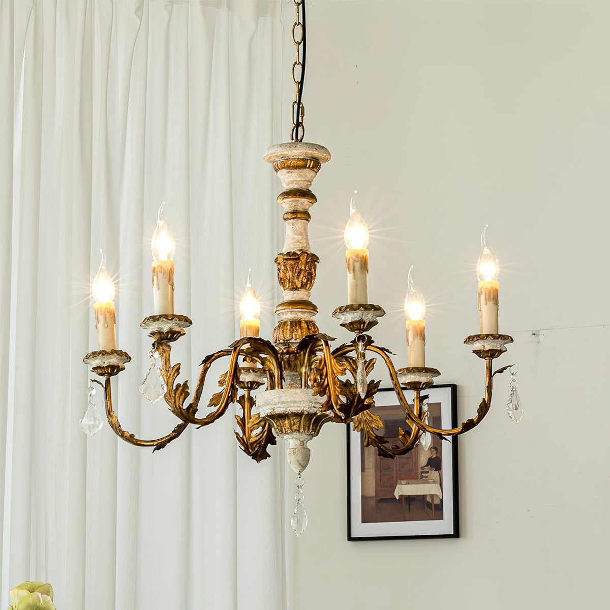 Giltwood Wood Chandelier - view 4