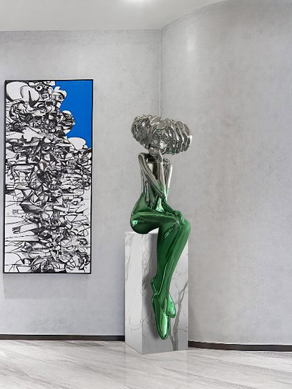 Girl Meditate Sculpture Ornaments - view 16