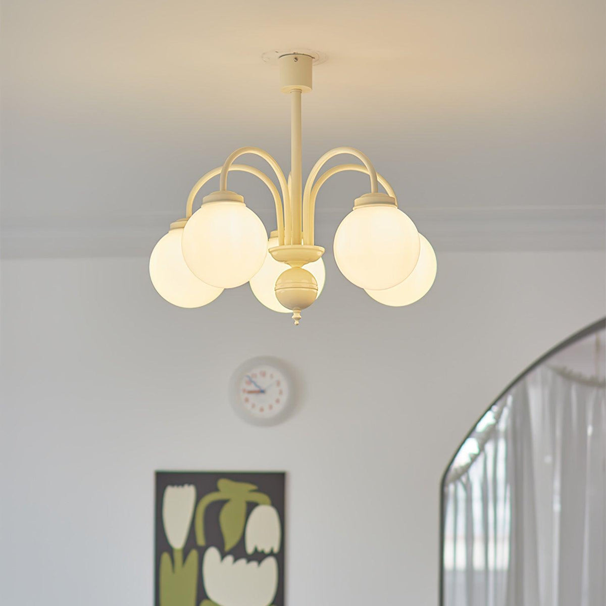 Cream Glass Sphere Chandelier - view 2