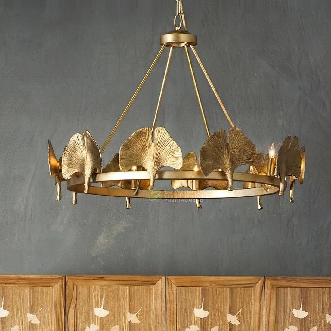 Gold Foil Ginkgo Leaf Chandelier