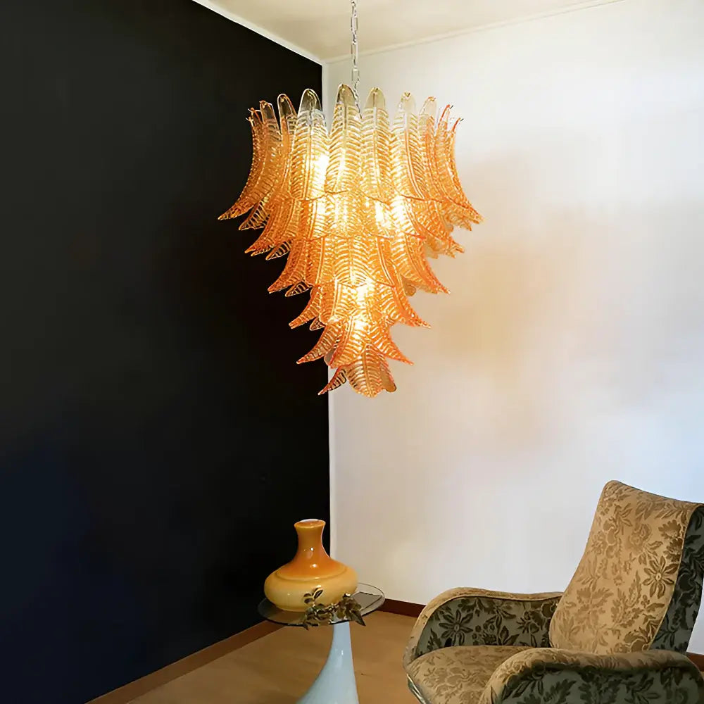 Gorgeous Murano Felci Amber Glass Chandelier - view 2