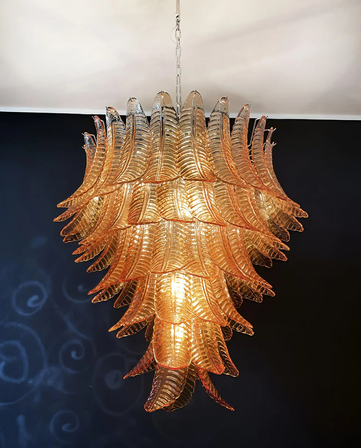 Gorgeous Murano Felci Amber Glass Chandelier - view 11