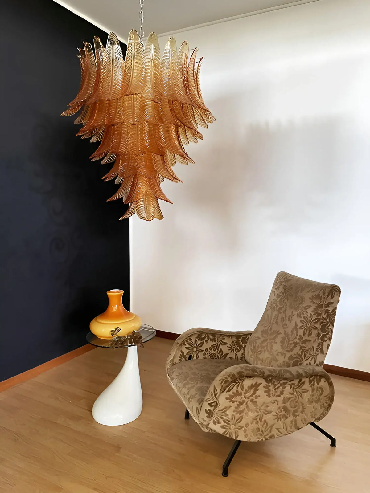Gorgeous Murano Felci Amber Glass Chandelier - view 7