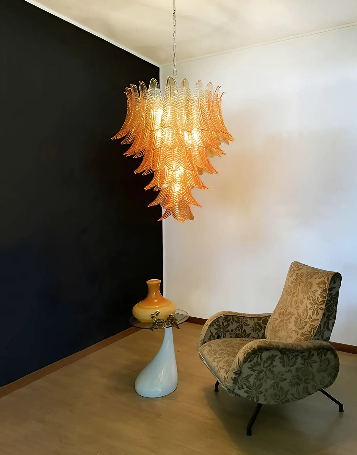 Gorgeous Murano Felci Amber Glass Chandelier - view 4