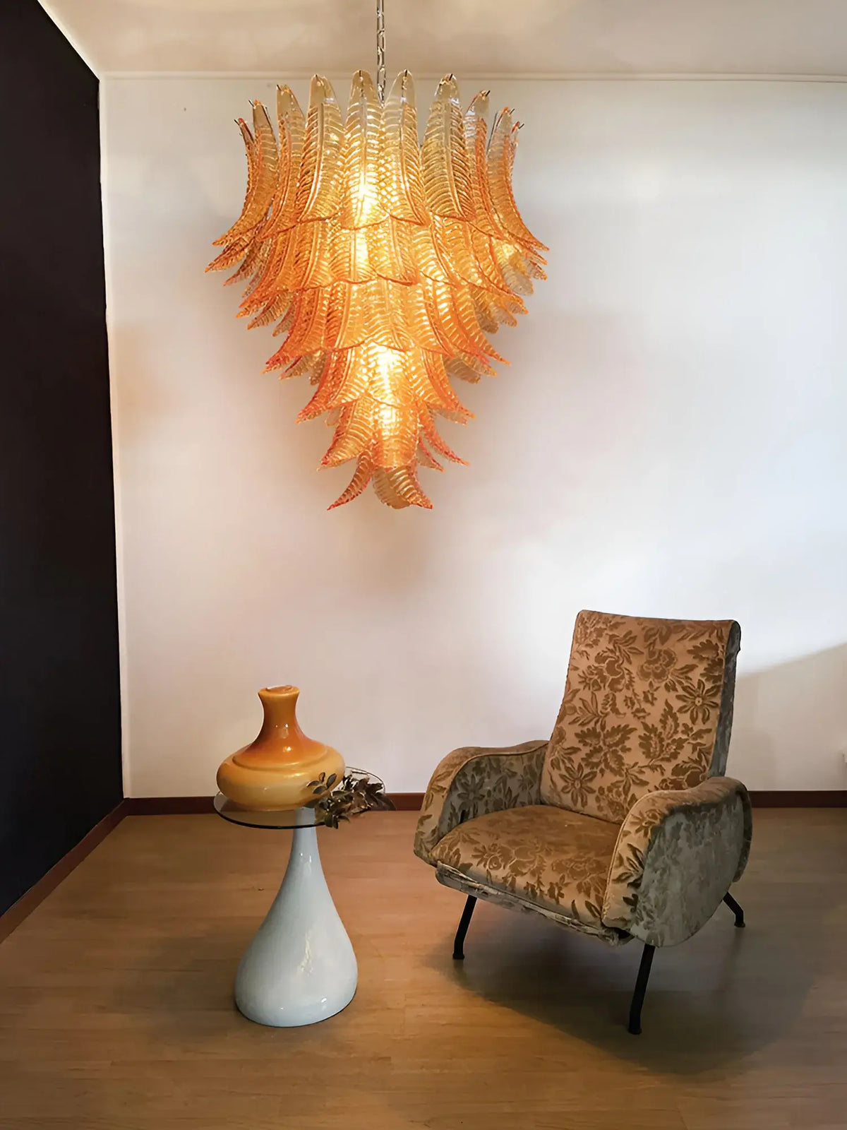 Gorgeous Murano Felci Amber Glass Chandelier - view 3