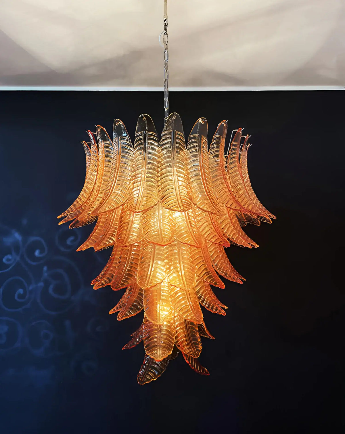 Gorgeous Murano Felci Amber Glass Chandelier - view 8