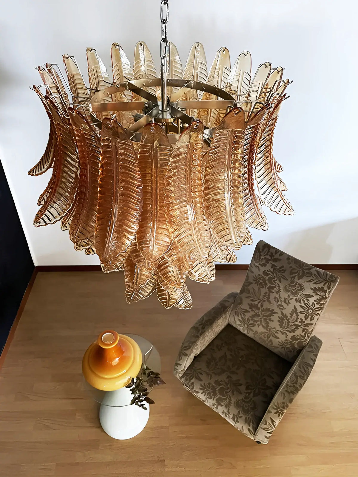 Gorgeous Murano Felci Amber Glass Chandelier - view 5