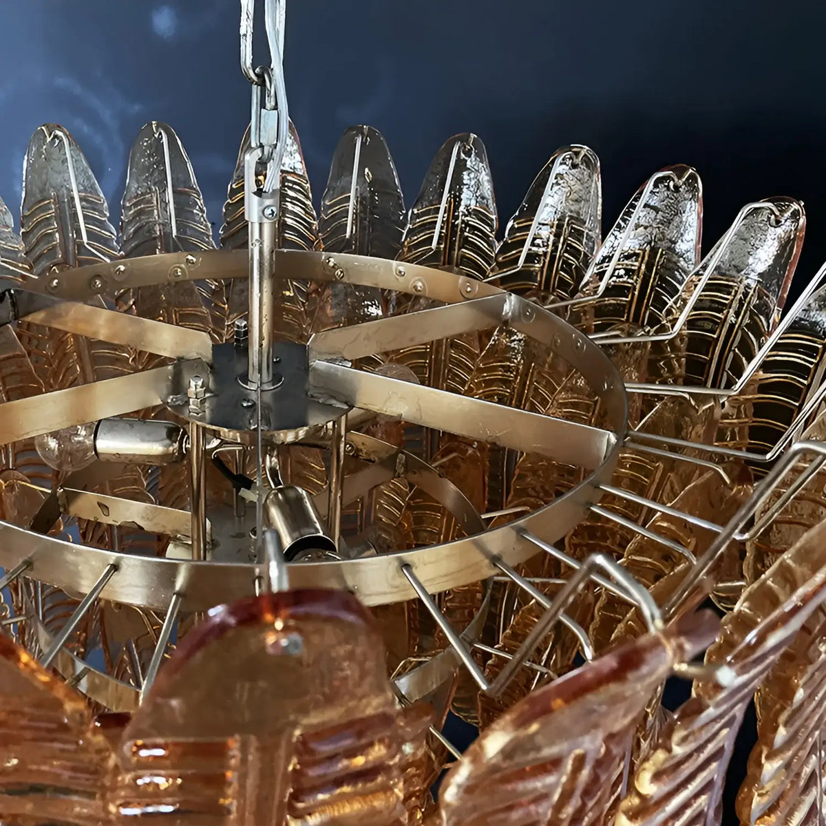 Gorgeous Murano Felci Amber Glass Chandelier - view 15