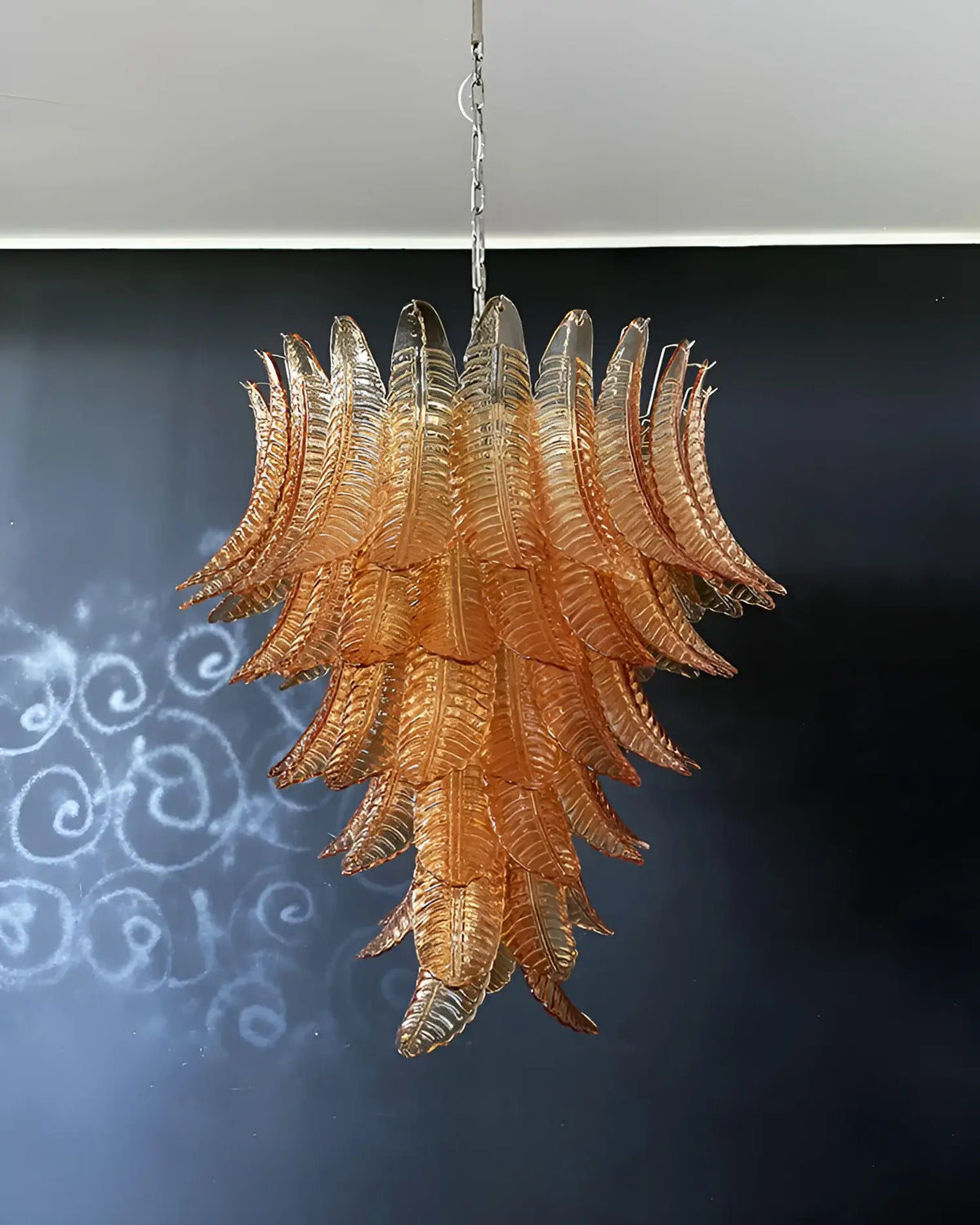 Gorgeous Murano Felci Amber Glass Chandelier - view 9