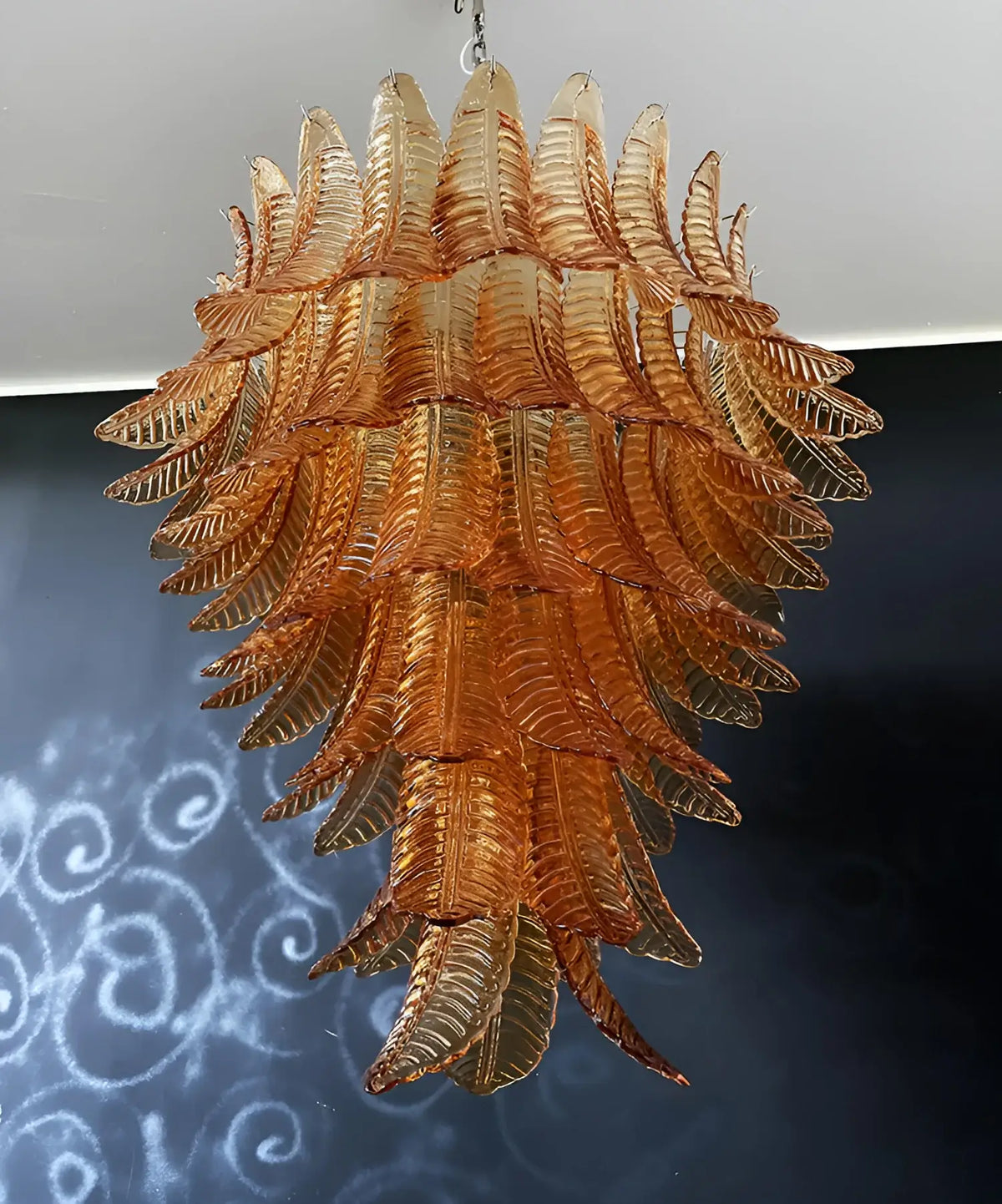 Gorgeous Murano Felci Amber Glass Chandelier - view 12