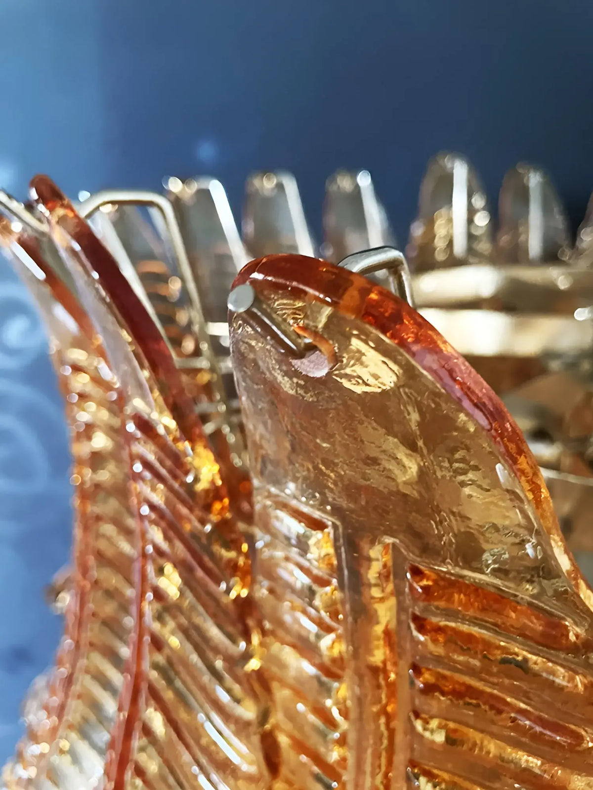 Gorgeous Murano Felci Amber Glass Chandelier - view 17