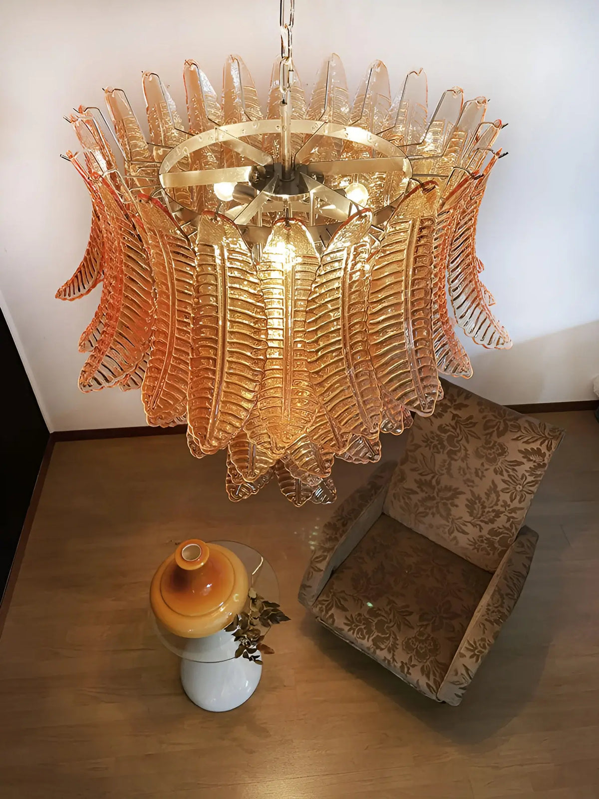 Gorgeous Murano Felci Amber Glass Chandelier - view 6