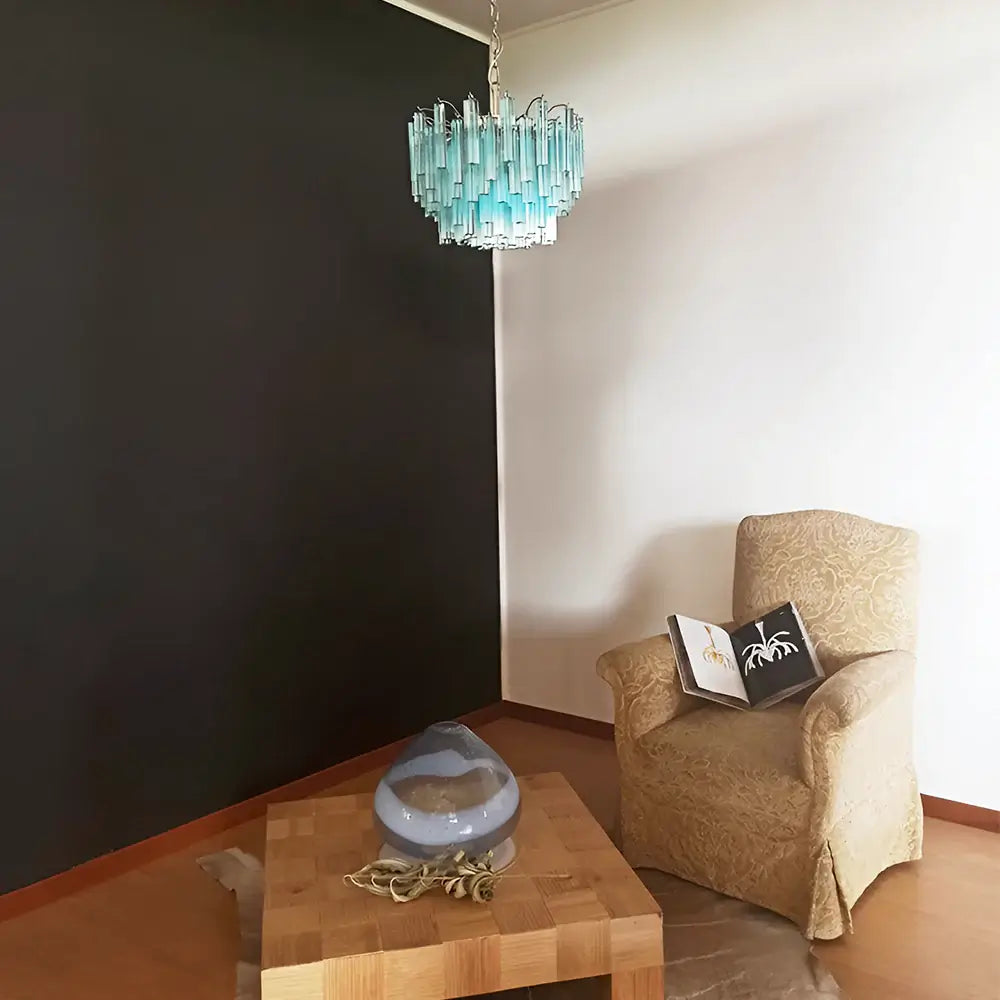 Gorgeous Murano Quadriedri Prisms Blue Chandelier - view 2