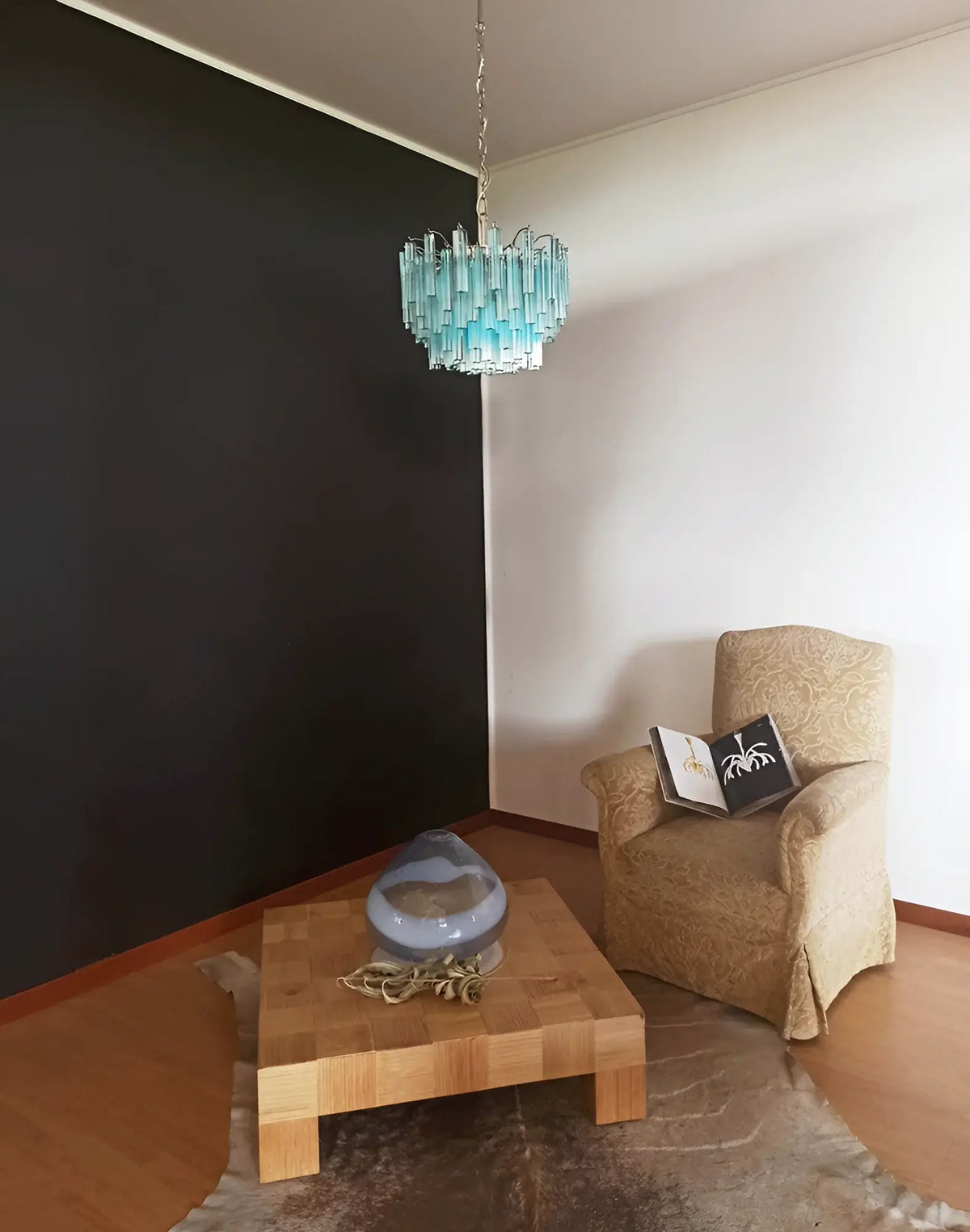 Gorgeous Murano Quadriedri Prisms Blue Chandelier - view 3