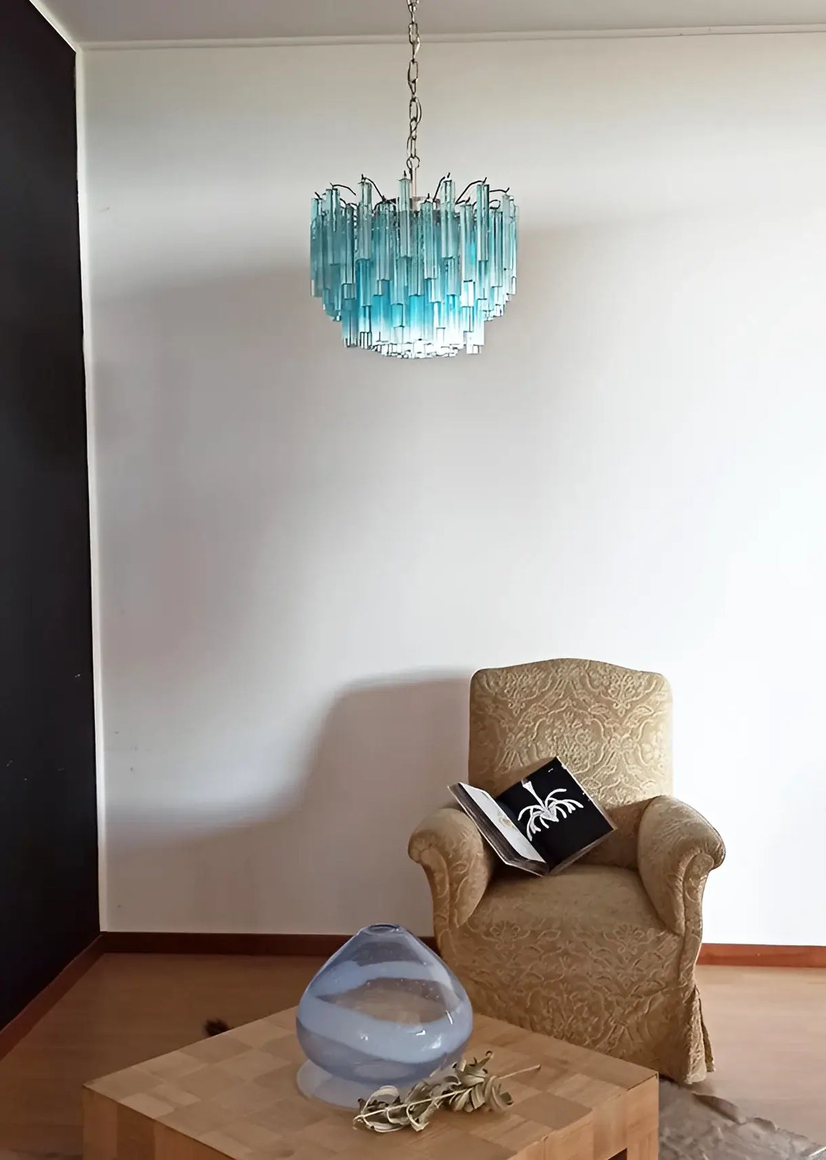 Gorgeous Murano Quadriedri Prisms Blue Chandelier - view 4