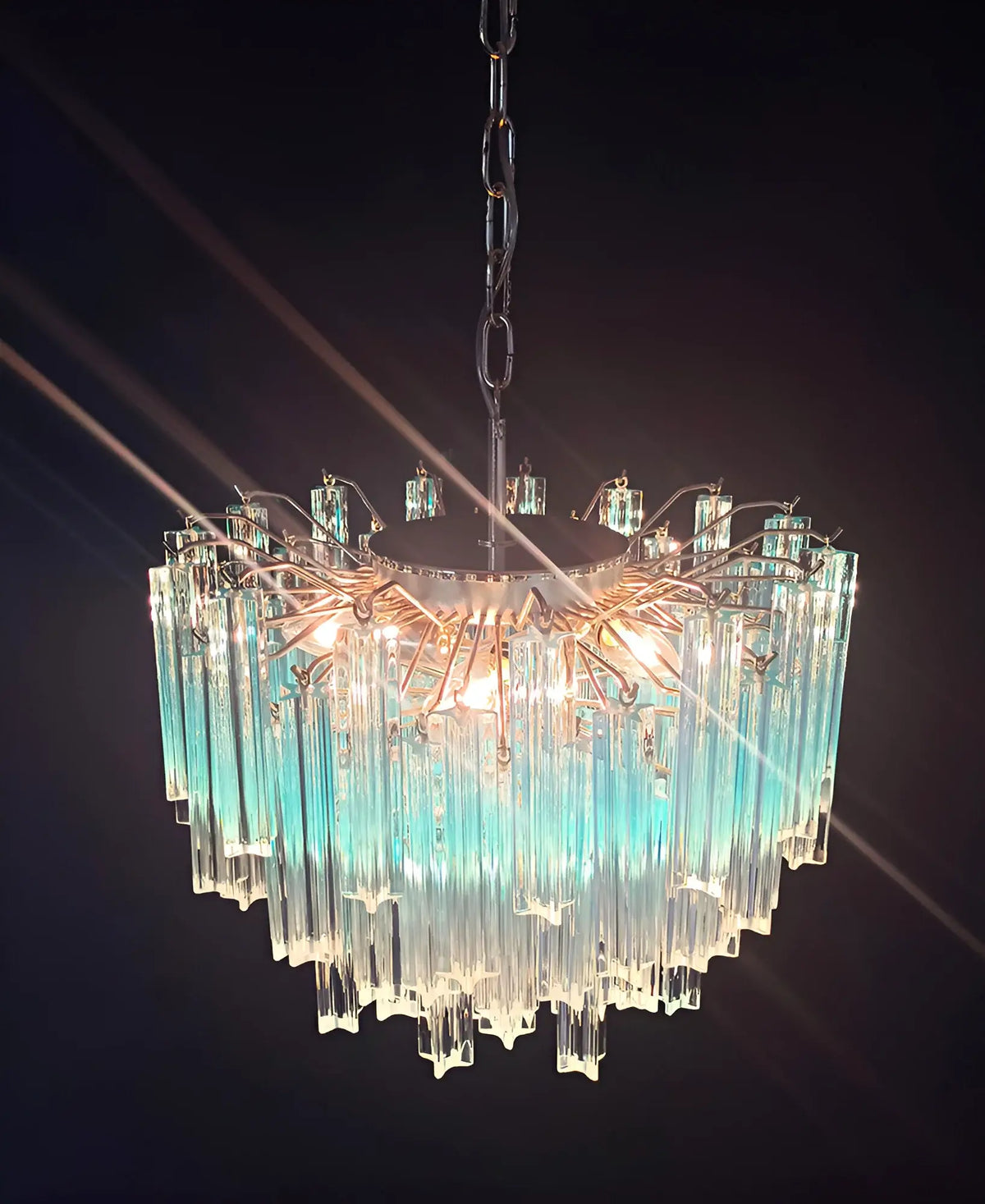 Gorgeous Murano Quadriedri Prisms Blue Chandelier - view 11