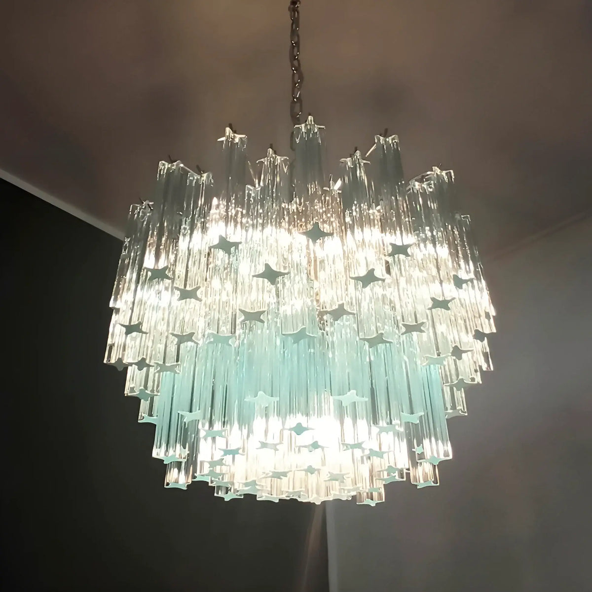 Gorgeous Murano Quadriedri Prisms Blue Chandelier - view 12