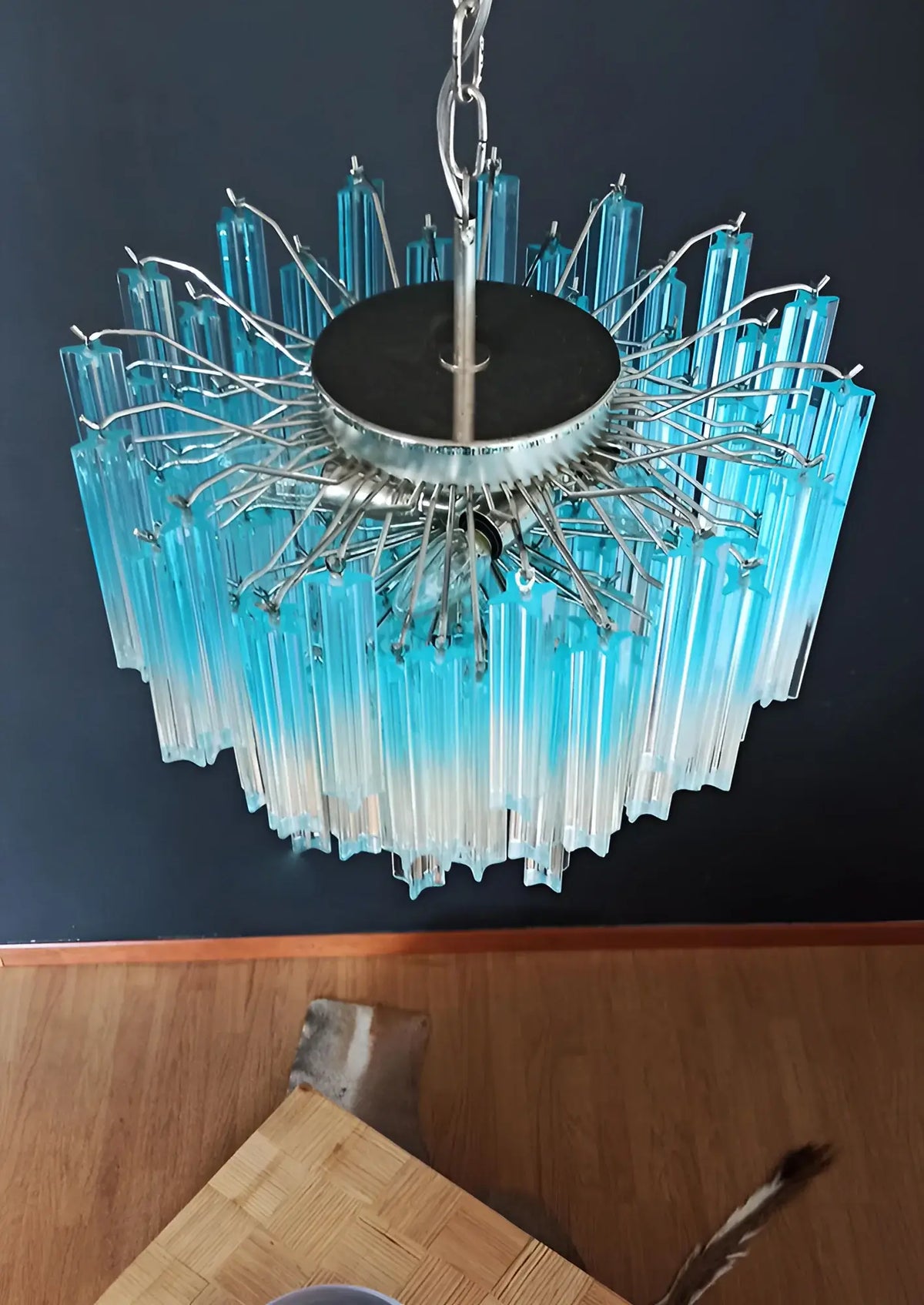 Gorgeous Murano Quadriedri Prisms Blue Chandelier - view 6