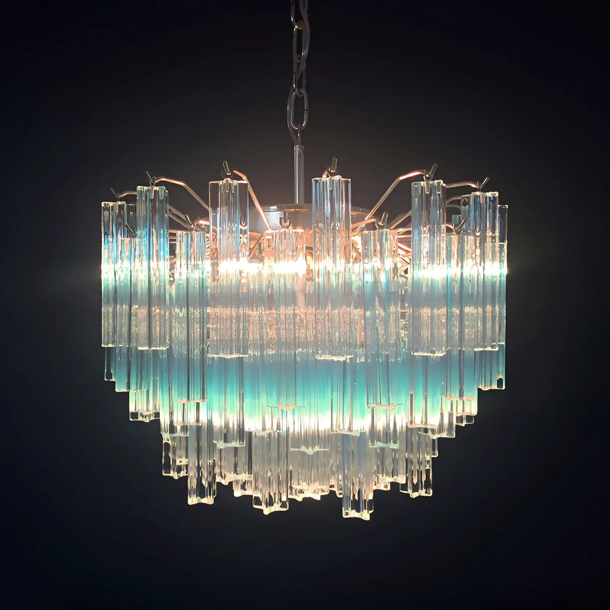 Gorgeous Murano Quadriedri Prisms Blue Chandelier - view 13