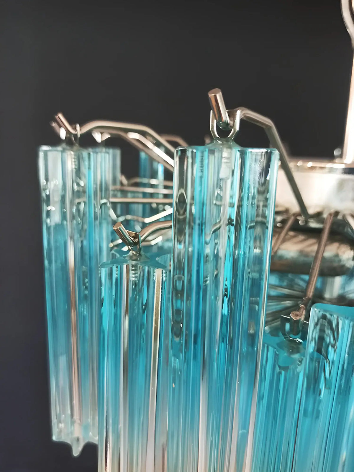 Gorgeous Murano Quadriedri Prisms Blue Chandelier - view 18