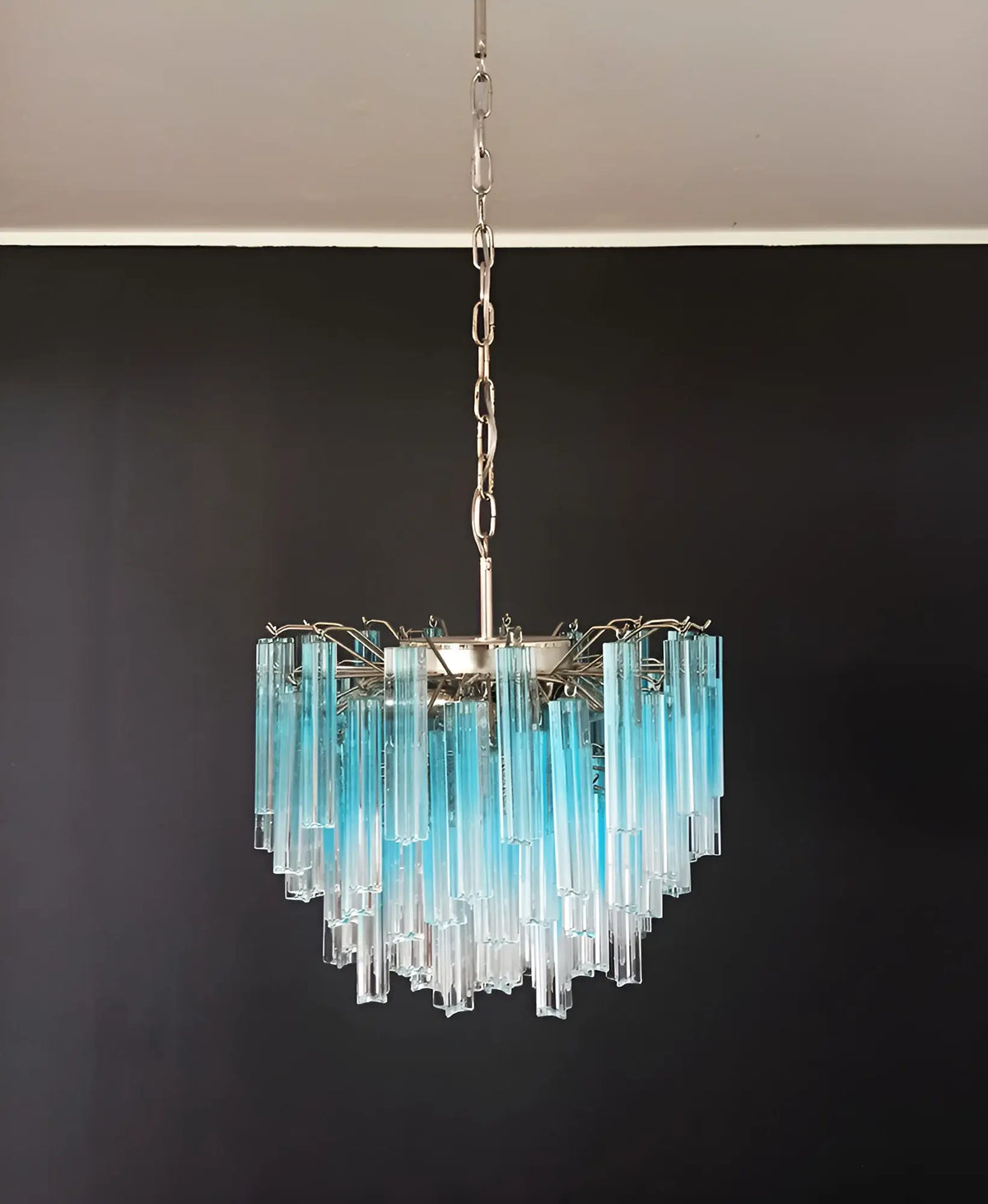 Gorgeous Murano Quadriedri Prisms Blue Chandelier - view 9